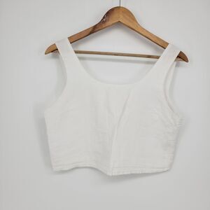 Rove Mallorca Top Linen White Womens Medium Cropped Sleevless Lined Boho